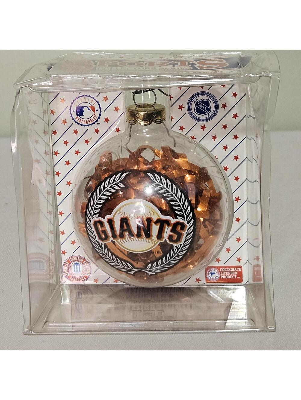Topps MLB Giants Clear Glass Ornament 4in Copper Holiday Collectible Decor